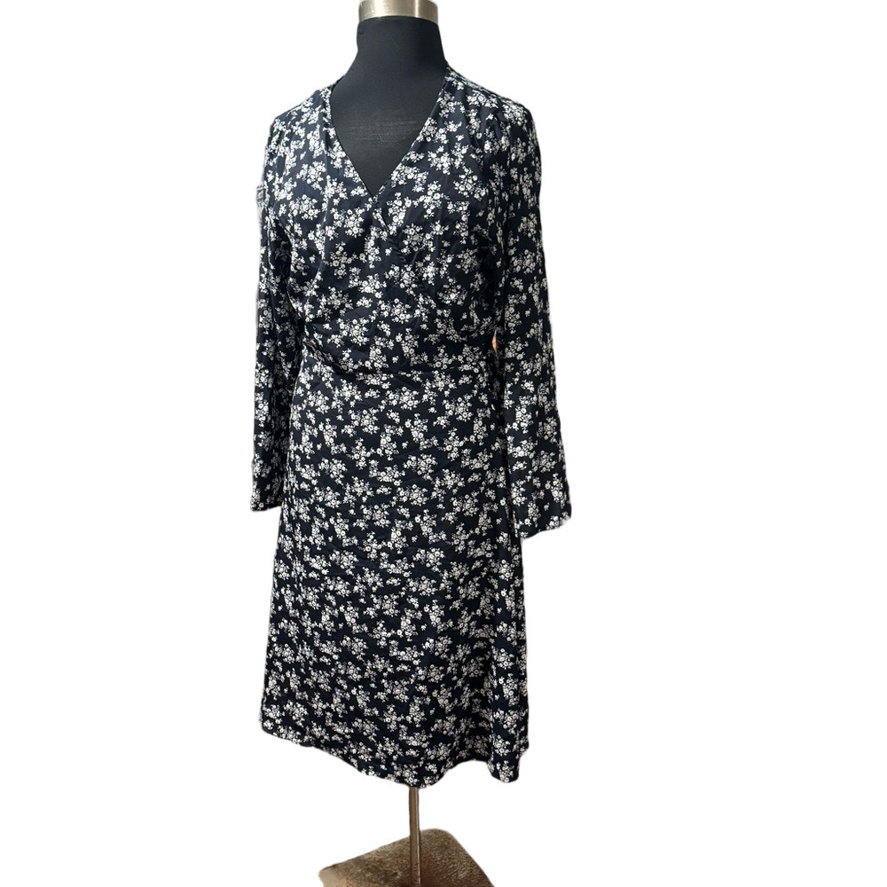 Long sleeve floral wrap dress
